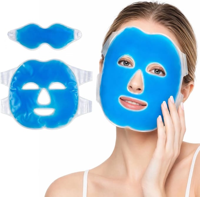 Verkoelend oogmasker met verstelbare koelpads, herbruikbaar migrainemasker voor zwelling en ontspanning