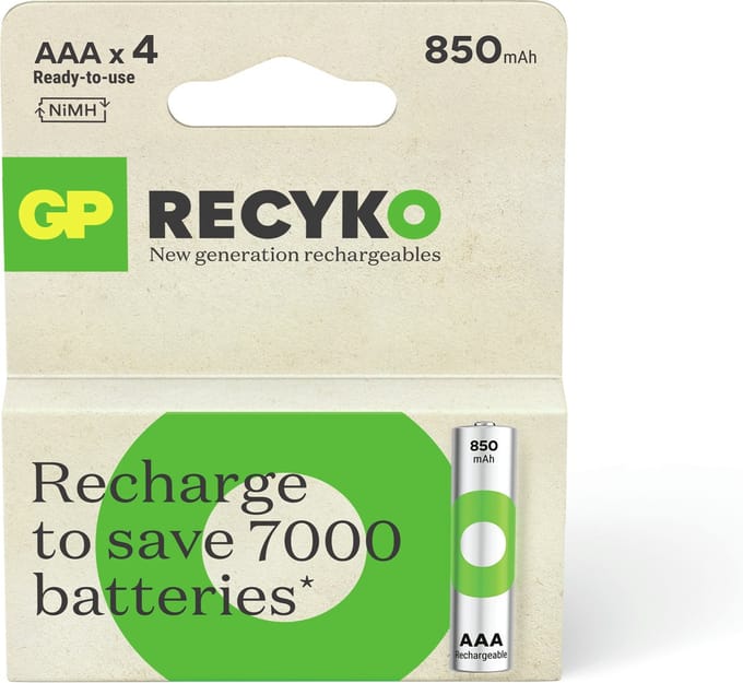 GP ReCyko Rechargeable AAA batterijen - Oplaadbare batterijen AAA (850mAh) - 4 stuks
