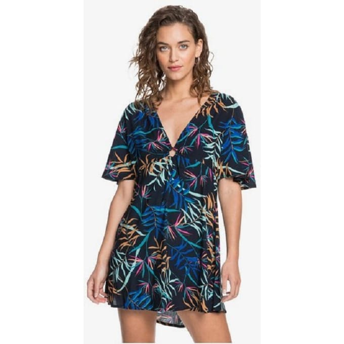 Roxy - XS - Summer Cherry Dress Anthracite Wild Leaves