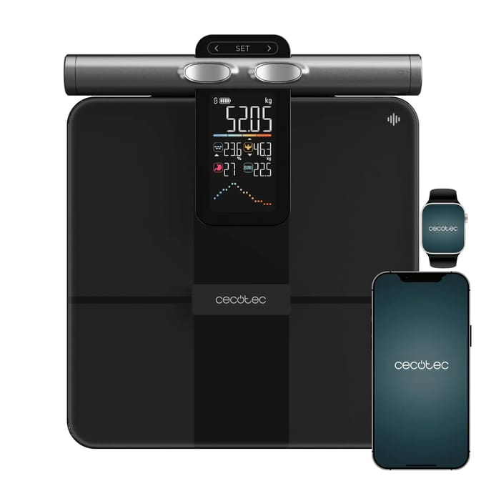 Cecotec Báscula de Baño Inteligente con App Surface Precision HealthySmart Pro. Tecnología BIA, 25 Parámetros, Pantalla LCD