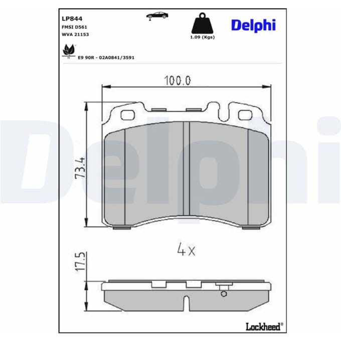 Remblokset DELPHI LP844, voor