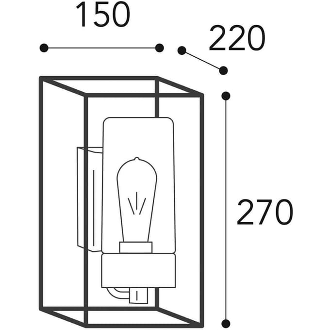 Moretti Luce Buitenwandlamp Cubic³ 3364 messing antiek/helder