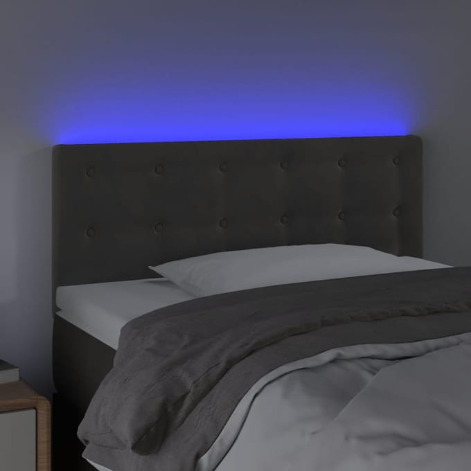 vidaXL - Hoofdbord - LED - 100x5x78/88 - cm - fluweel - donkergrijs