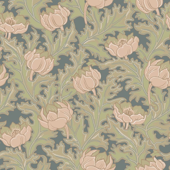 Duro Vliesbehang 519-04 - Gammalsvenska klassiker - Botanisch Groen - 53cm x 10.05m