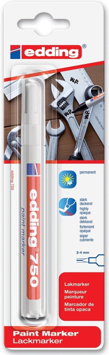 Paintmarker edding 750 oliebasis 2-4mm wit bls | 10 stuks