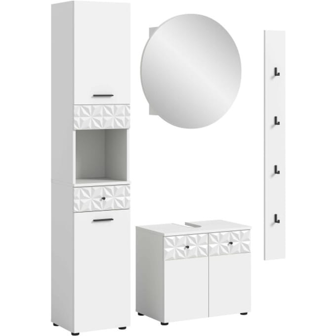 Prisma badkamercombinatie wit NB wit hoogglans MDF TZ - 37x91x187cm
