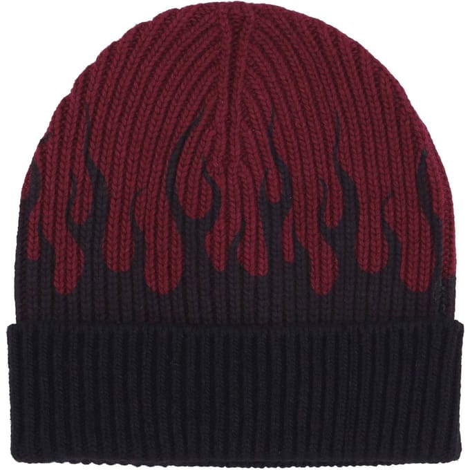 Heren Flames Beanie Hat Grape Wine/zwart