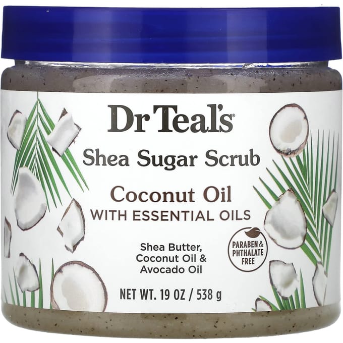 Dr. Teal's, Shea Sugar Scrub, Coconut Oil and Essential Oils, 19 oz (538 g) gray