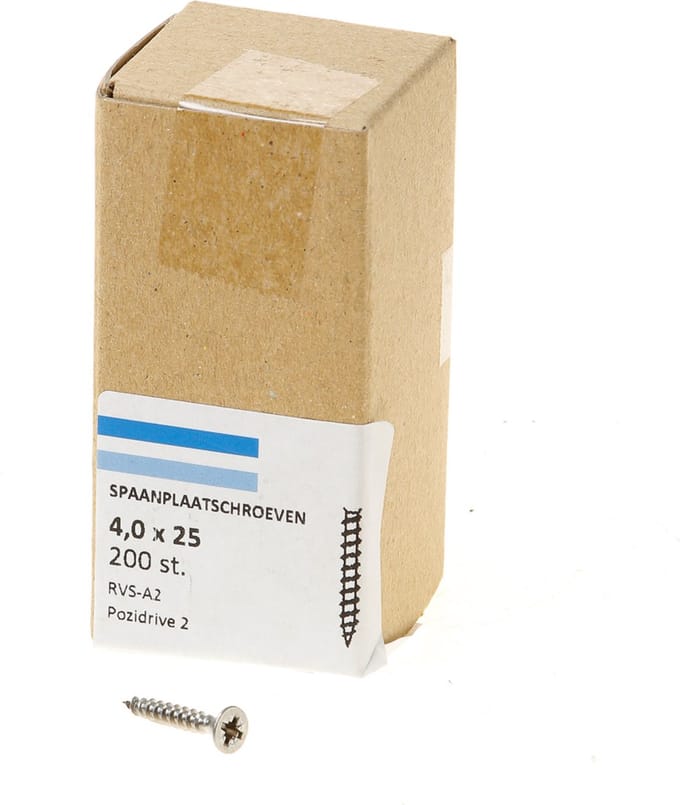 Spaanplaatschroef rvs-a2 pk pz-2 4.0x25 (200)