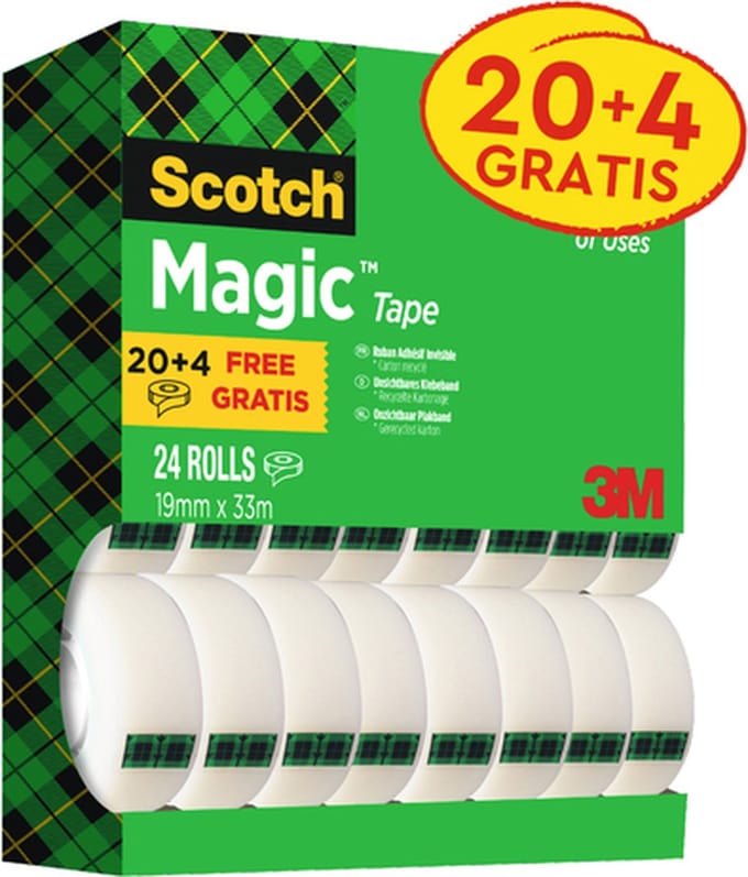 Plakband scotch magic 810 19mmx33m mat 20+4 | 2 stuks