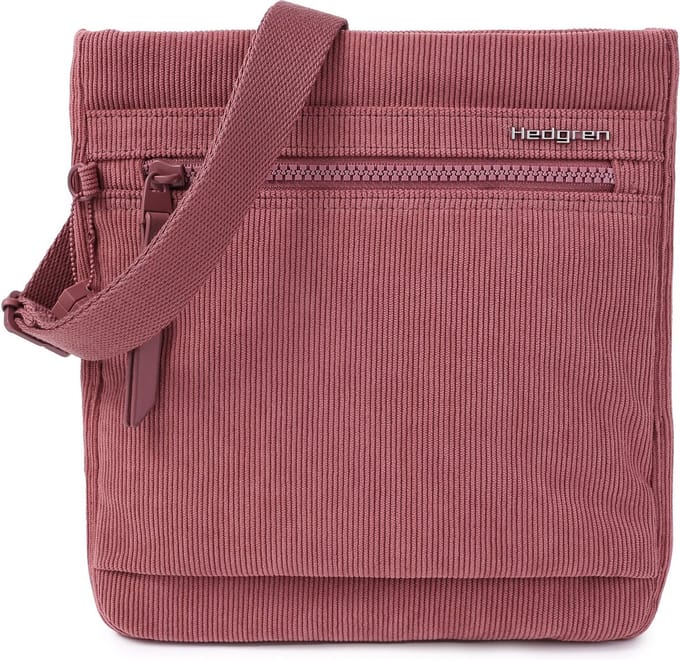 Hedgren Schoudertas Inner City Leonce Small Vertical Crossover RFID Corduroy Dusty Rose Oud roze