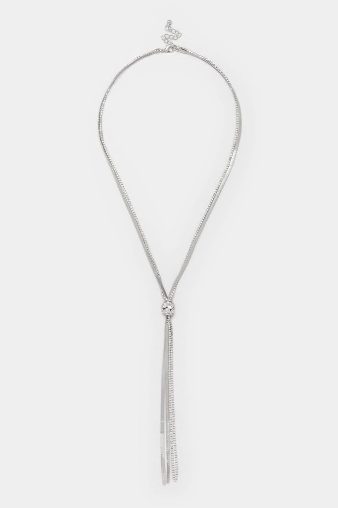 Yours Zilverkleurige Lange Diamanten Bal Kettingsize One Size