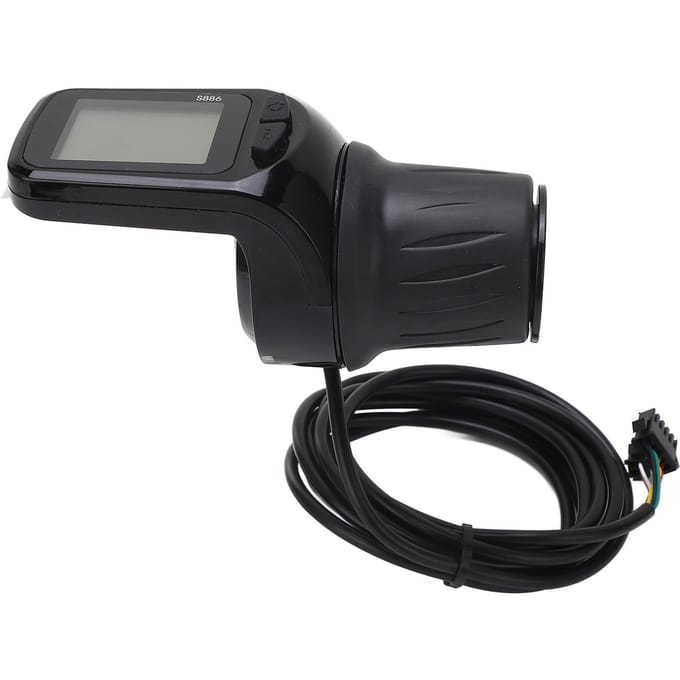 Poignée d'accélérateur demi-pouce pour vélo électrique avec écran LCD, interface pour phare, câble standard 5P+2P, 24 V, 36 V, 48 V, 60 V black