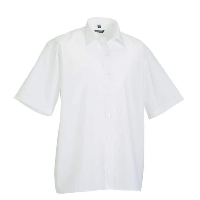 Russell Collection Heren Poplin Easy-Care overhemd met korte mouwen (Wit)