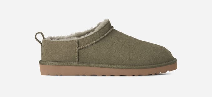 UGG® Classic Micro Boot in Green, Size 9, Suede/Polyester