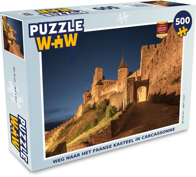 Puzzel Carcassonne - Kasteel - Nacht - Legpuzzel - Puzzel 500 stukjes