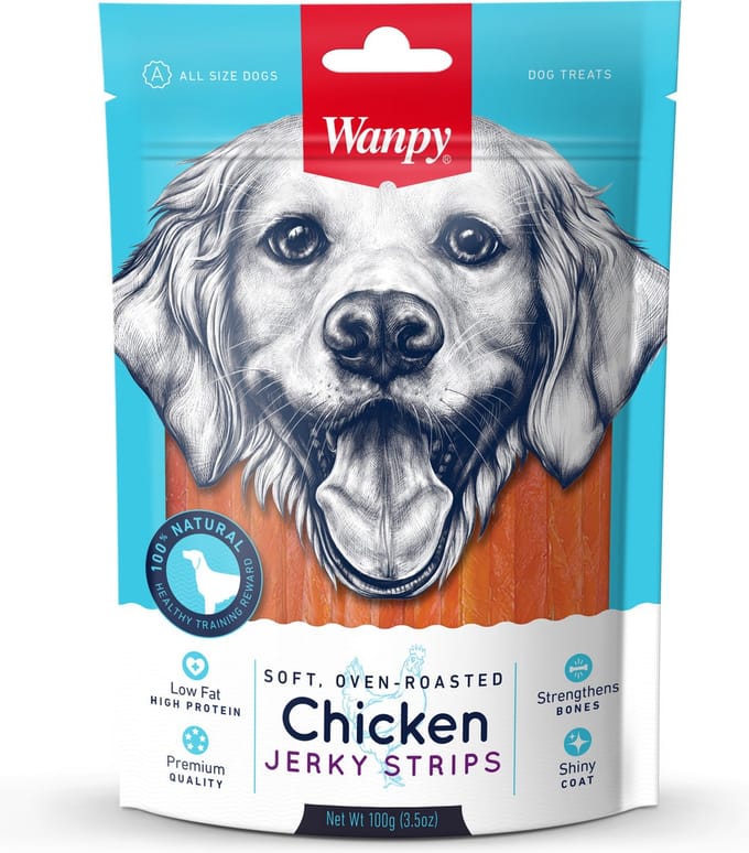 Wanpy - Kip Jerky Strips - 100 gram - Laag in Vet, Eiwitrijke Snack