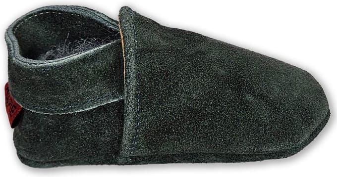 Aapie Basic donker grijs - babyslofjes - leer - kleur donkergrijs - antislip - maat S