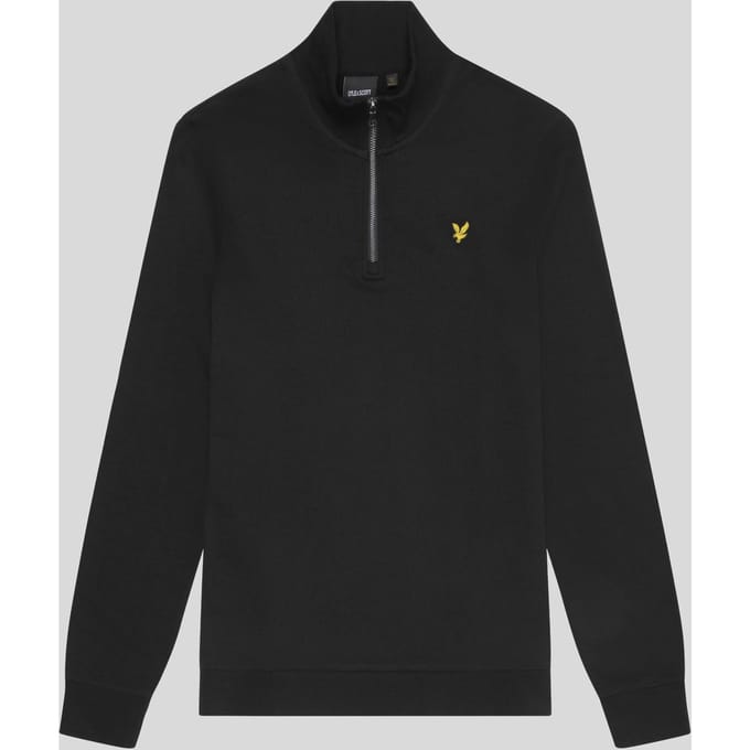 Lyle & Scott katoenen loopback sweatshirt met 1/4 rits - zwart