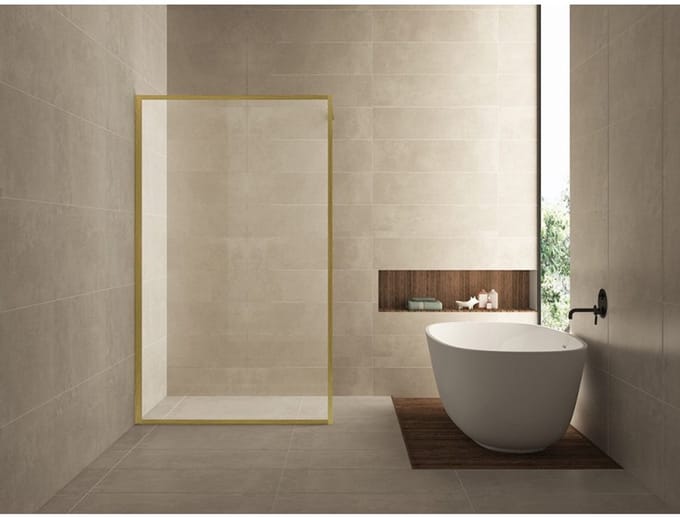 H&F Inloopdouche 140x200 cm – 8 mm Nano Helderglas – Geborsteld Goud – Square Douchewand