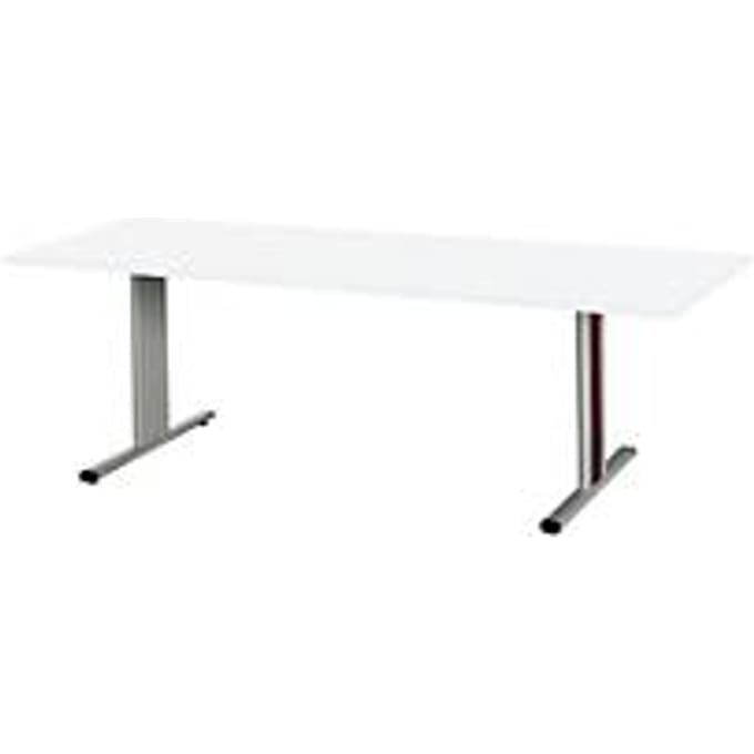 Schäfer Shop  Select Planova vergadertafel, rechthoekig, 2000 x 800 mm, wit, accentlijsten bordeaux-violet