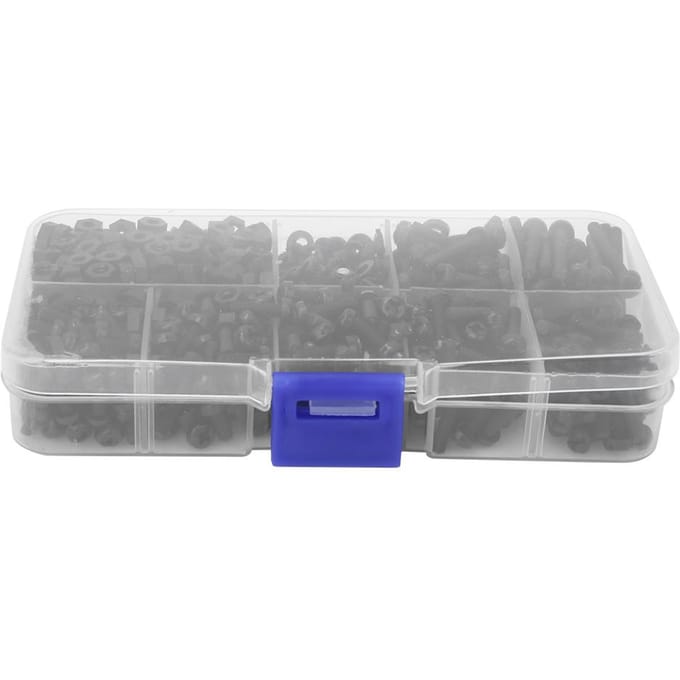 800 stuks/doos M3 Nylon Schroef Moer Ring Combinatie Kit Bevestigingsmiddelen Hardware AccessoiresZwart