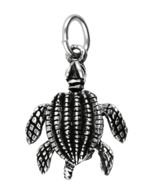 Zilveren Lederschildpad bewegend ketting hanger