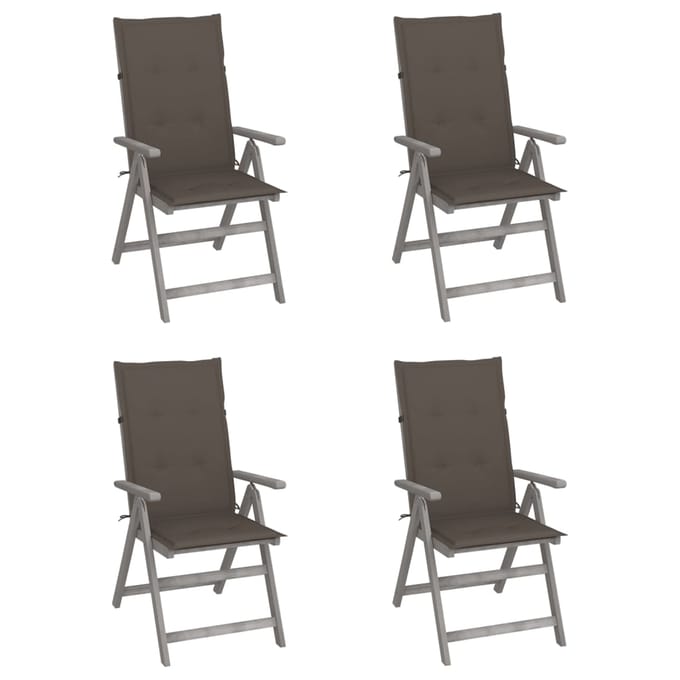 vidaXL - Tuinstoelen - 4 - st - verstelbaar - met - kussens - massief - acaciahout