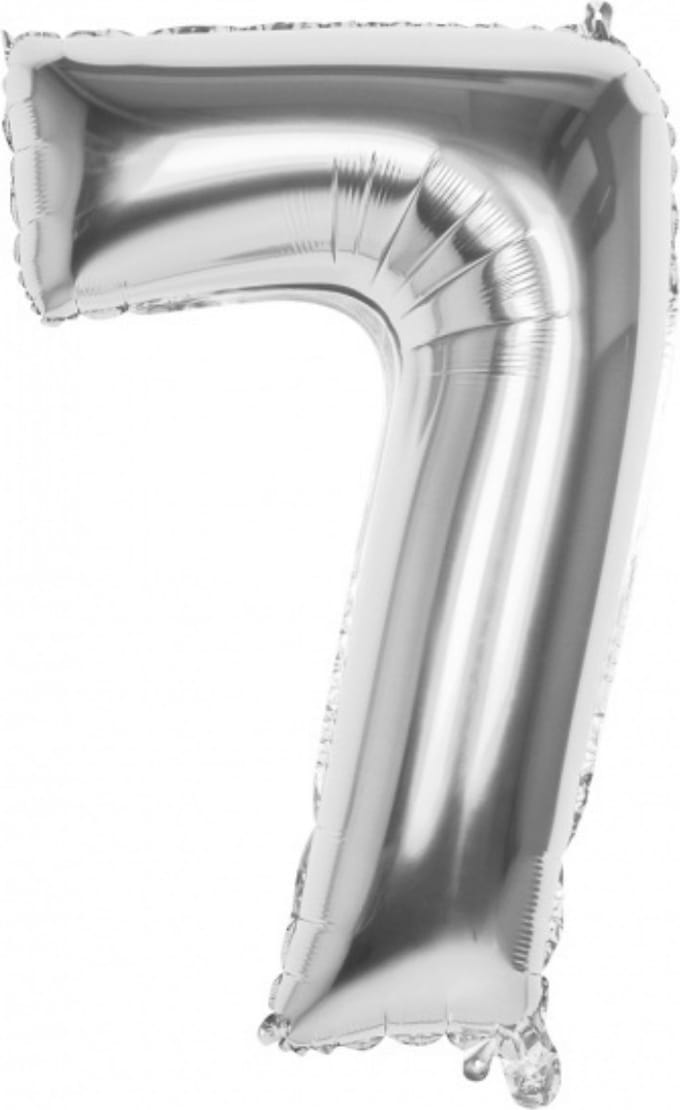 Folie ballon cijfer 7 zilver | 86 cm