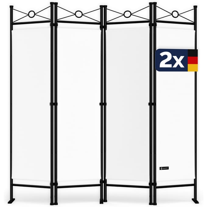 Kamerscherm Lucca set van 2 wit 180 x 163 cm