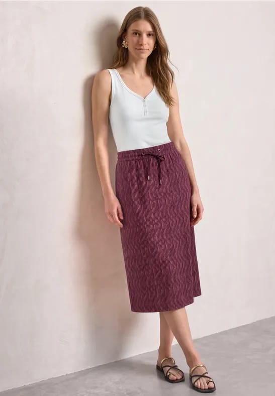 Midirok met elastische tailleband en print
