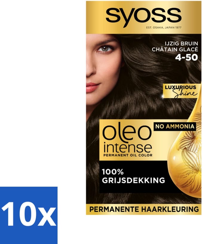 Syoss Oleo Intense - Haarverf - 4-50 - Ijzig Bruin - 115ml x 10