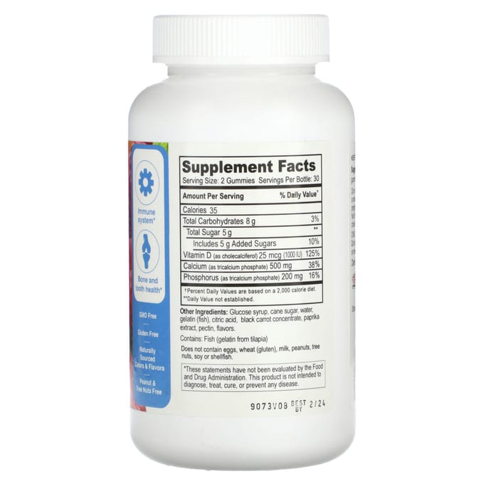 Doctor's Finest, calcium avec vitamine D3, saveur orange et fruits rouges, 500 mg, 60 gommes