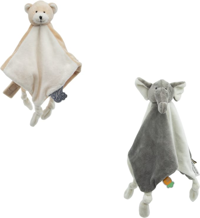 Cute since 1999 - Knuffeldoekjes bundel - Beer & Olifant Doudou - 30 x 30 cm