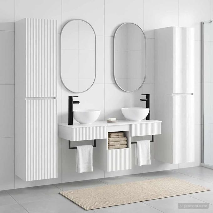 vidaXL - Badkamermeubel - Set - 5 - st - Hoogglans - Wit - 33 - x - 34,5 - x - 160 - cm