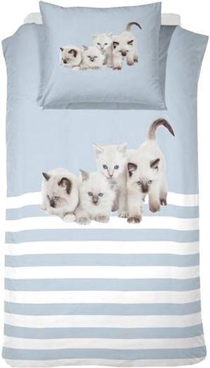 Cinderella Cute Kittens Dekbedovertrek - Eenpersoons - 140x200/220 cm - Blue