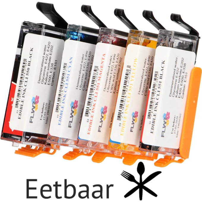 FLWR Eetbaar PGI-550 / CLI-551 Multipack zwart en kleur (Eetbare inkt)