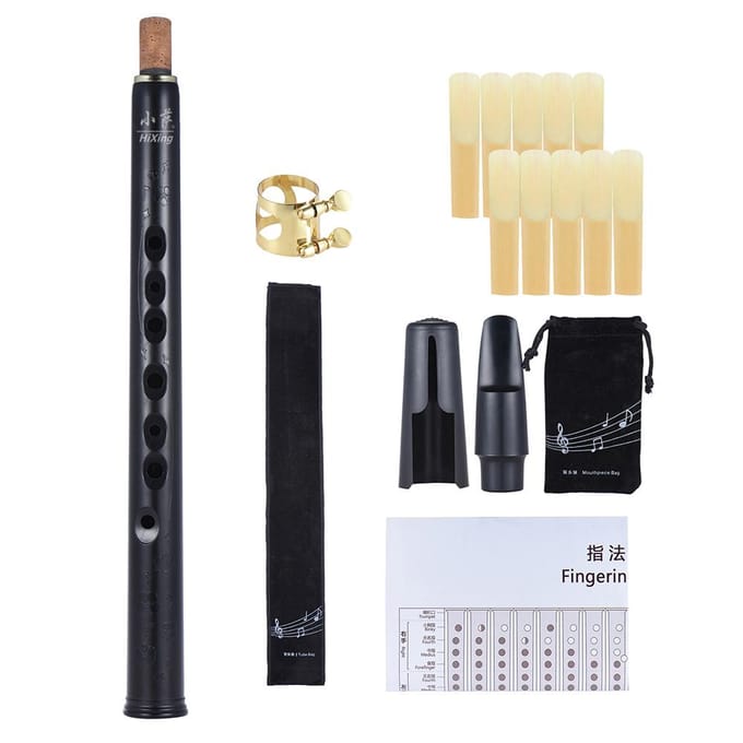 MinHiXing Saxophone Pocket Sib Sax ABS avec Becs Alto 10 Anches Étui de Transport Instrument à Vent noir