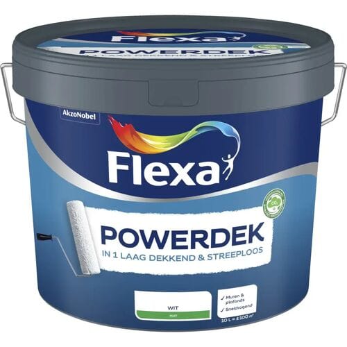 Flexa - Powerdek Muren & Plafonds - Wit - 10 L