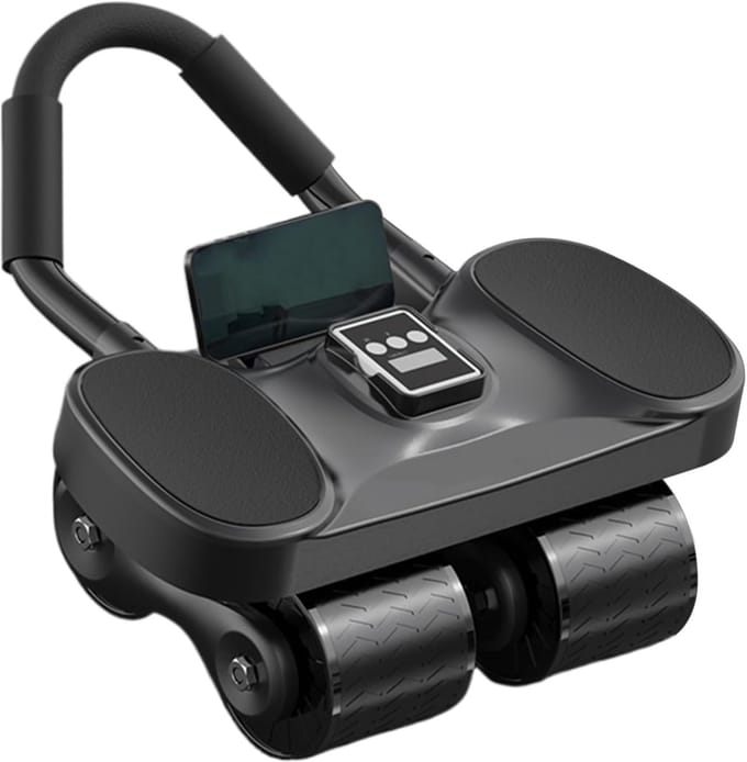 Buikspierwiel Elleboogsteun - Core Trainer - Thuis Workout - Automatische Terugtelling - 35 cm Breed - Zwart