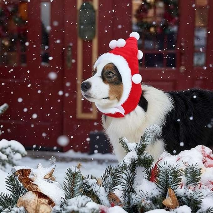 CE - Kerstman Hoed voor Honden - Verstelbaar - Rood - Maat M