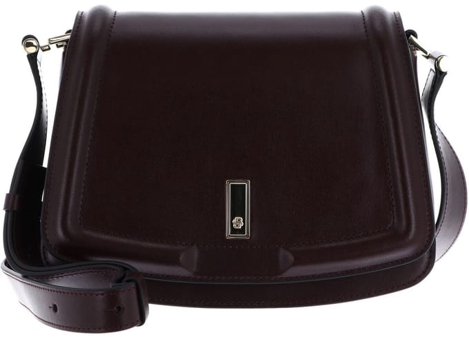 BOSS Leren schoudertas Ariell Saddle Bag Open Purple wijnrood
