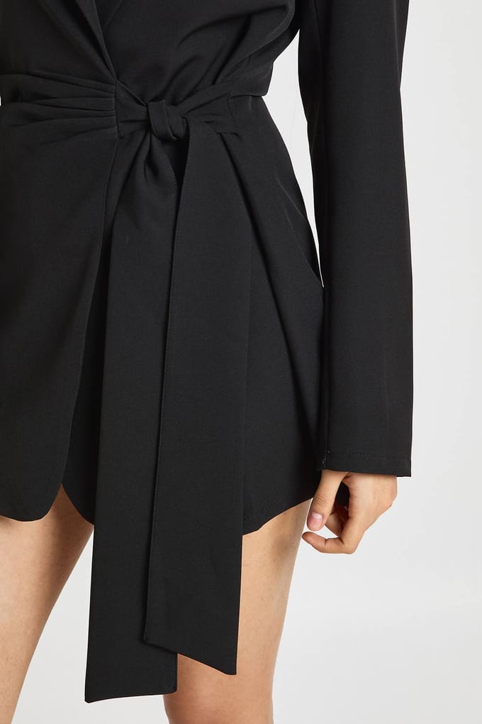 boohoo Dames Wikkel Draperie Voorkant Getailleerde Blazer Jurk | Zwart | Maat: 36