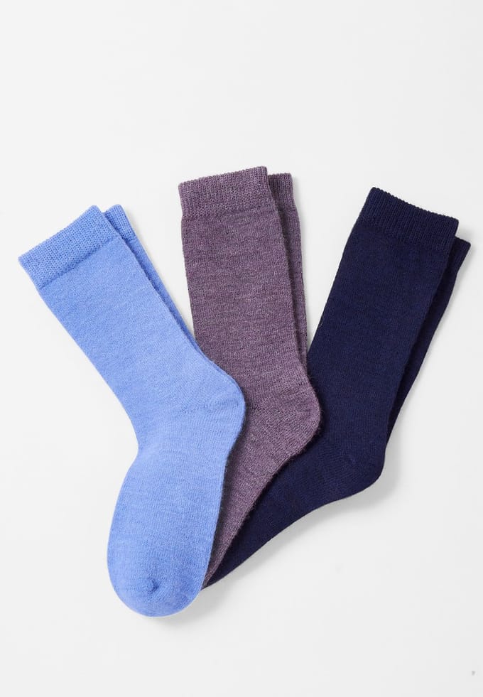 Damart - Set van 3 paar effen sokken van met wol gebreide Thermolactyl - Dames - Violet - 36/38