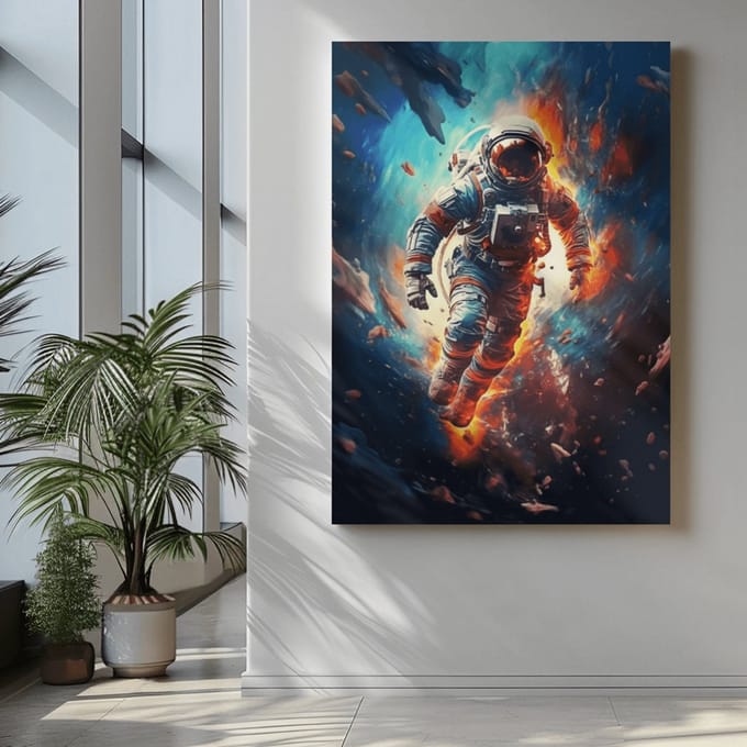 Canvas Schilderij - Wanddecoratie - Astronaut - 90x60 cm