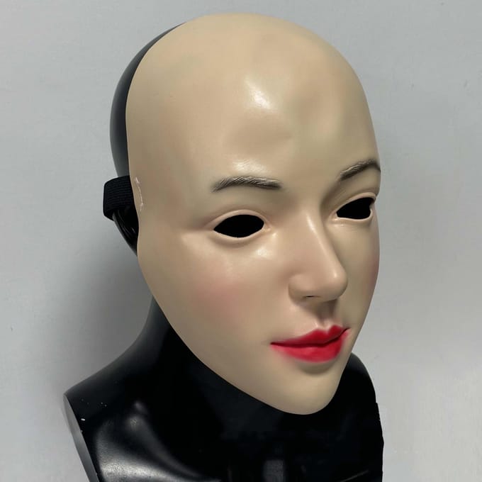 Simulatie mooie vrouw half gezicht latex masker One size beige