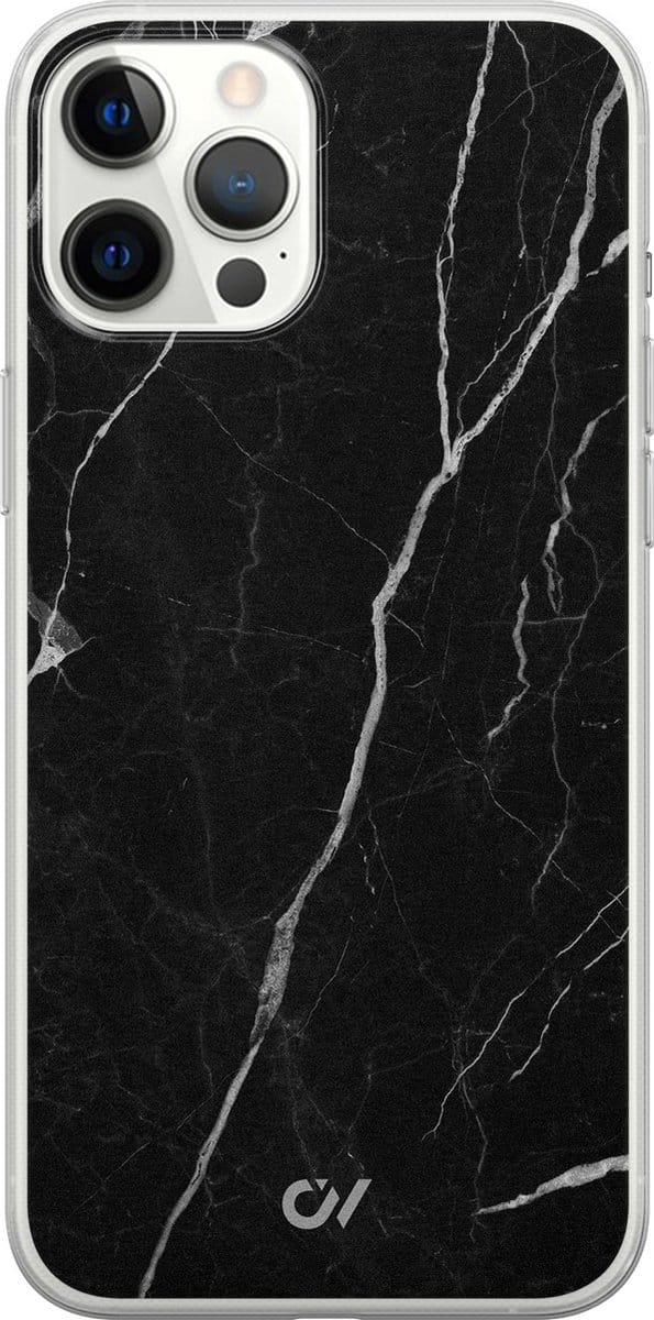 Hoesje geschikt voor Apple iPhone 12 Pro Max - Marble Noir - - Zwart - Apple - Casevibes