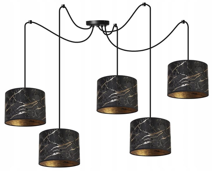 Light-Home WERONA – Hanglamp – 5-lichts – Zwart met Goud – Verstelbare Hoogte