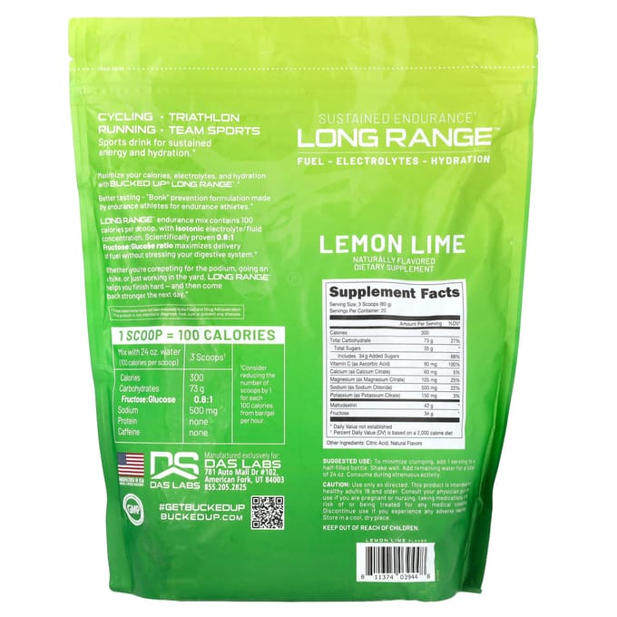 Bucked Up, Long Range, Citron Vert, 56,4 oz (1 600 g)