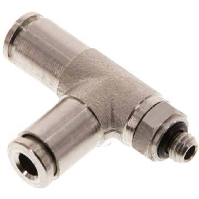 4mm x M 5 rechte hoek T-stuk Messing Insteekfitting Buitendraad Draaibaar NBR